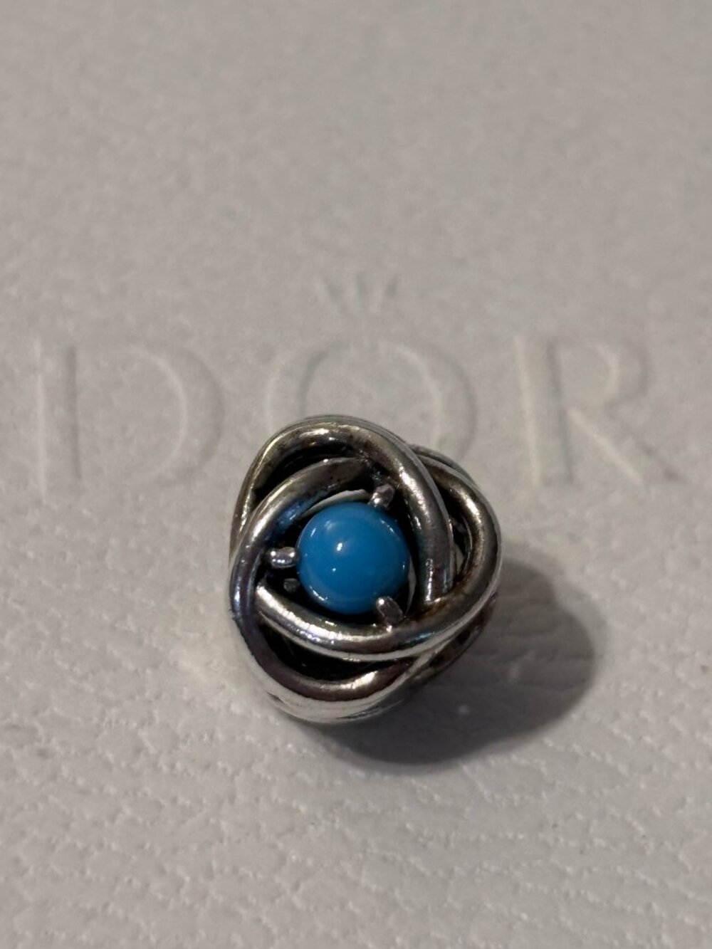 Pandora 790064C02 December Turquoise Blue Eternity Circle Charm Sterling Silver